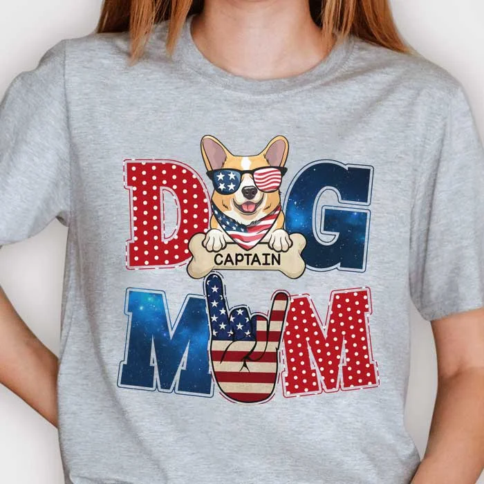 American Dog Mom - Gifts For 4th Of July - Personalized Unisex T-Shirt