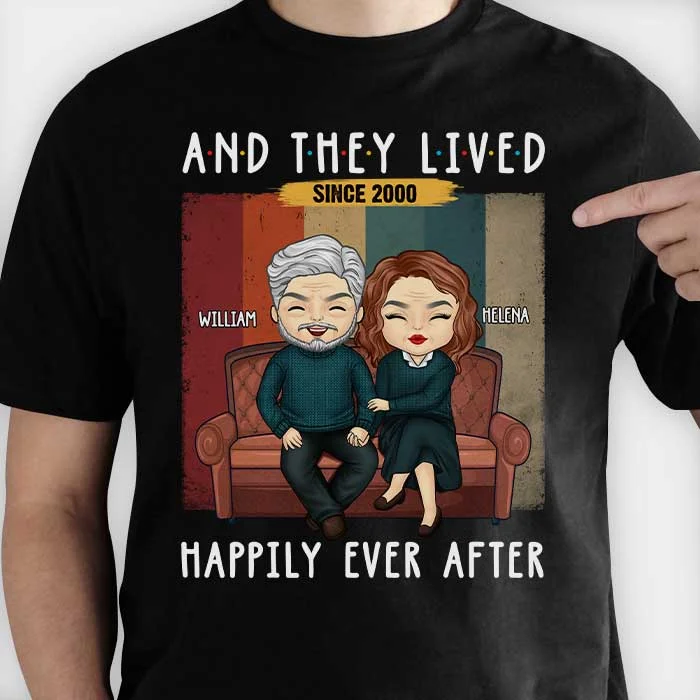 And They Lived Happily Ever After - Personalized Unisex T-Shirt, Hoodie, Sweatshirt - Gift For Couple, Husband Wife, Anniversary, Engagement, Wedding, Marriage Gift