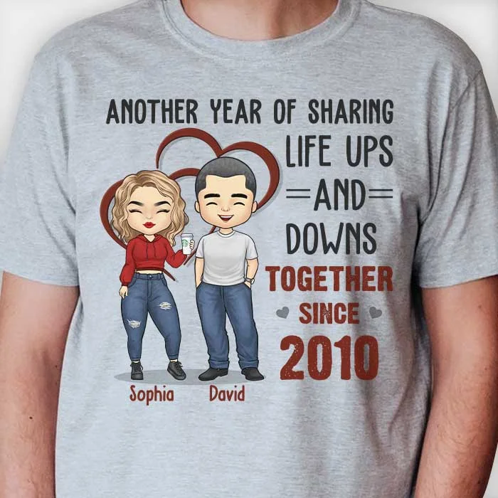 Another Year Of Sharing Life Ups And Downs - Personalized Unisex T-shirt, Hoodie, Sweatshirt - Gift For Couple, Husband Wife, Anniversary, Engagement, Wedding, Marriage Gift