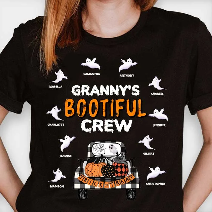 Bootiful Crew - Ghosts and Spiders  - Personalized Unisex T-Shirt, Halloween Ideas.