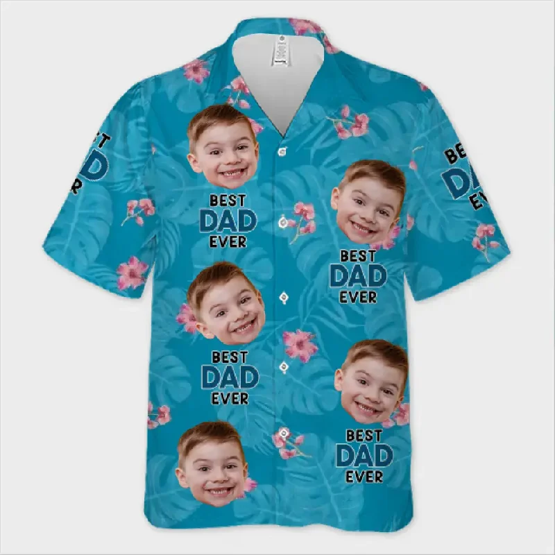 Custom Photo Best Daddy Ever - Family Personalized Custom Unisex Tropical Hawaiian Aloha Shirt - Summer Vacation Gift, Gift For Dad, Grandpa