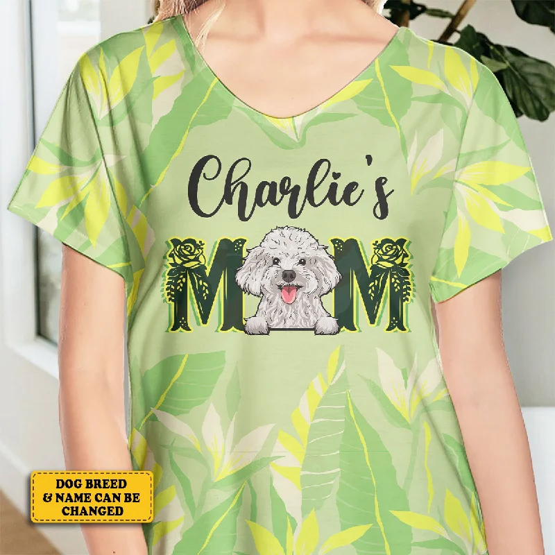 Dog Mom Life - Personalized V-Neck T-Shirt - Gift For Pet Lovers