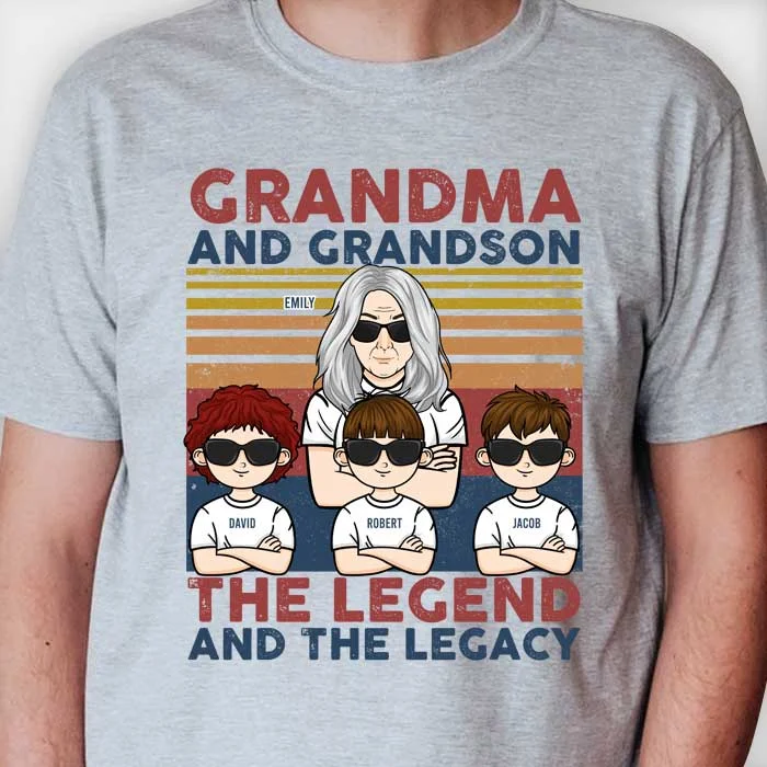 Grandma & Grandson, Legend & Legacy  - Personalized Unisex T-shirt, Hoodie - Gift For Mom, Grandma