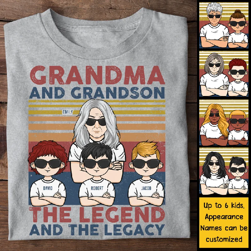 Grandma & Grandson, Legend & Legacy  - Personalized Unisex T-shirt, Hoodie - Gift For Mom, Grandma