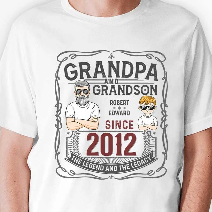 Grandpa And Grandson The Legend And The Legacy - Personalized Unisex T-shirt, Hoodie, Sweatshirt - Gift For Grandpa, Grandparents