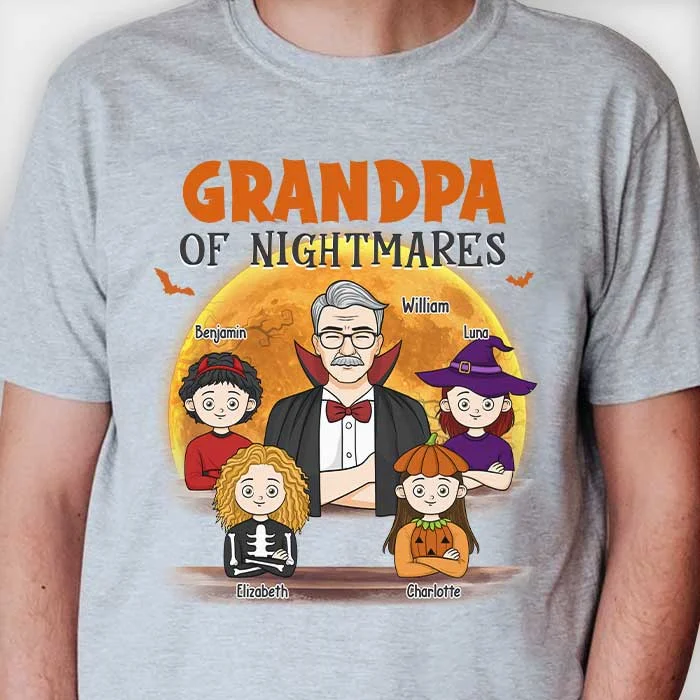 Grandpa Of Nightmares - Personalized Unisex T-Shirt, Hoodie, Sweatshirt - Gift For Grandpa, Grandparents, Halloween Gift