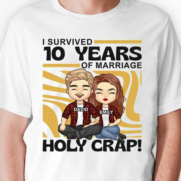 I Survived Many Years Of Marriage - Personalized Unisex T-Shirt, Hoodie, Sweatshirt - Gift For Couple, Husband Wife, Anniversary, Engagement, Wedding, Marriage Gift