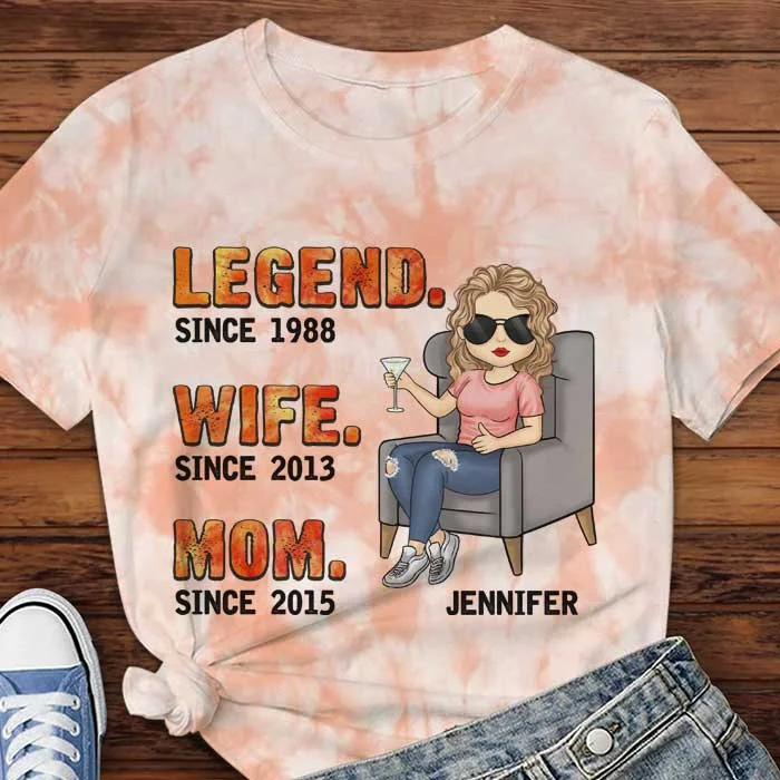 Legend Wife Mama Since Year - Gift For Mom, Personalized Unisex All-Over Printed T-Shirt