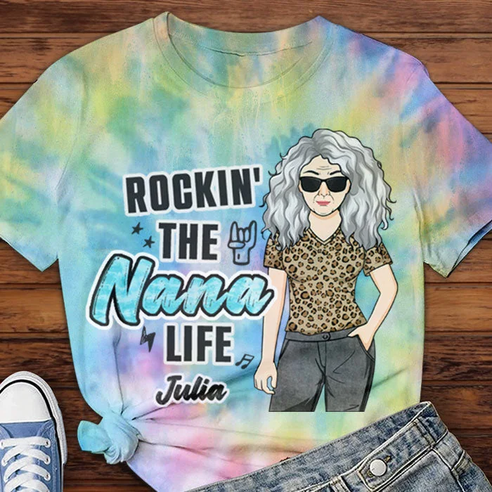 Rockin' The Nana Life - Personalized Unisex All-Over Printed T-Shirt