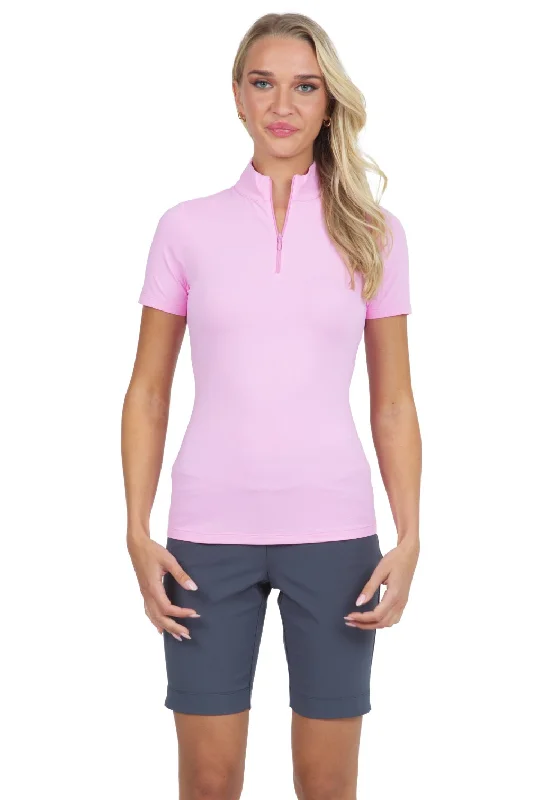 IBKUL Women's Short Sleeve Solid Golf Sun Protection Shirt - Assorted Colors BASIC