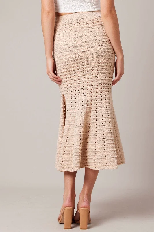 Beige Knit Skirt Crochet