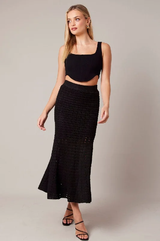 Black Knit Skirt Crochet