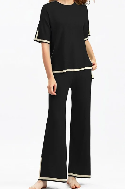 LONG SLEEVE AND WIDE LEG PANT SET