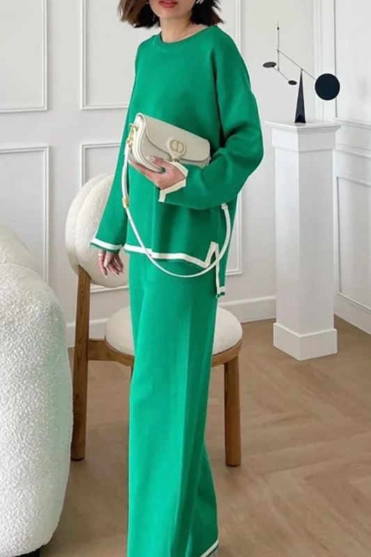 LONG SLEEVE AND WIDE LEG PANT SET