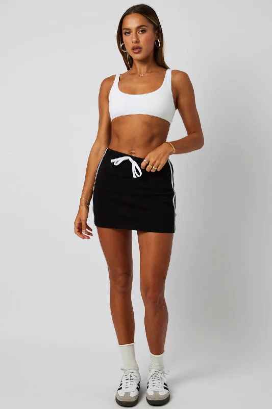 Black Mini Skirt Side Stripe