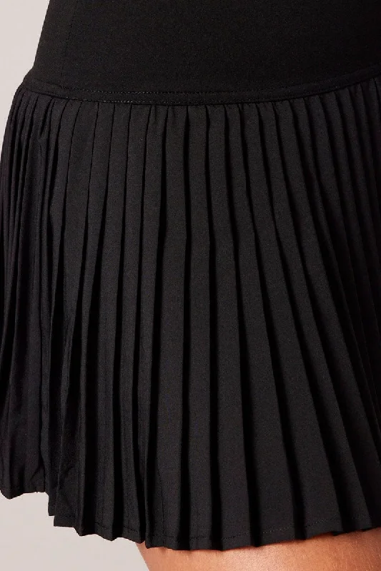 Black Tennis Skirt Pleated Mini