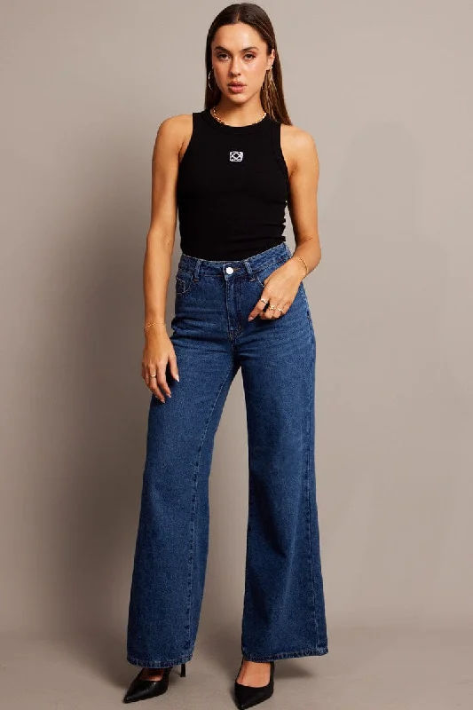 Denim Wide Leg Jean High Rise