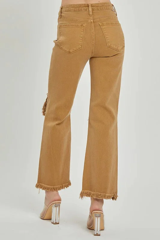 Distressed Straight Leg Mocha Jeans