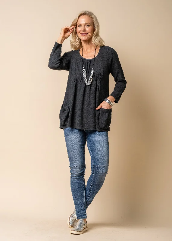 Dorie Linen Blend Top in Granite