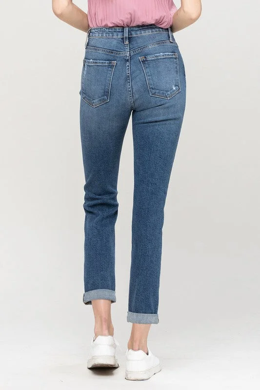 Flying Monkey Distressed Cuffed Boyfriend Jean(Y3703)