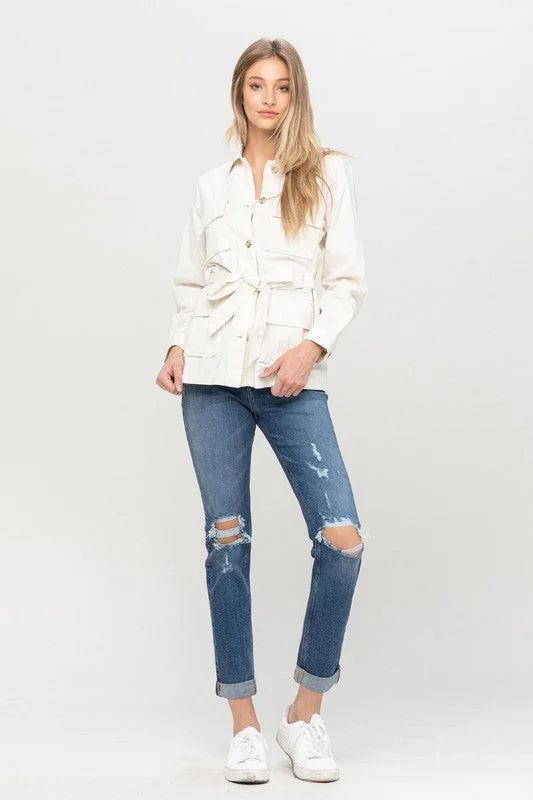 Flying Monkey Distressed Cuffed Boyfriend Jean(Y3703)