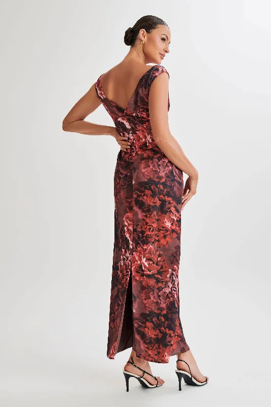 Giavanni Off Shoulder Maxi Dress - Peony Print