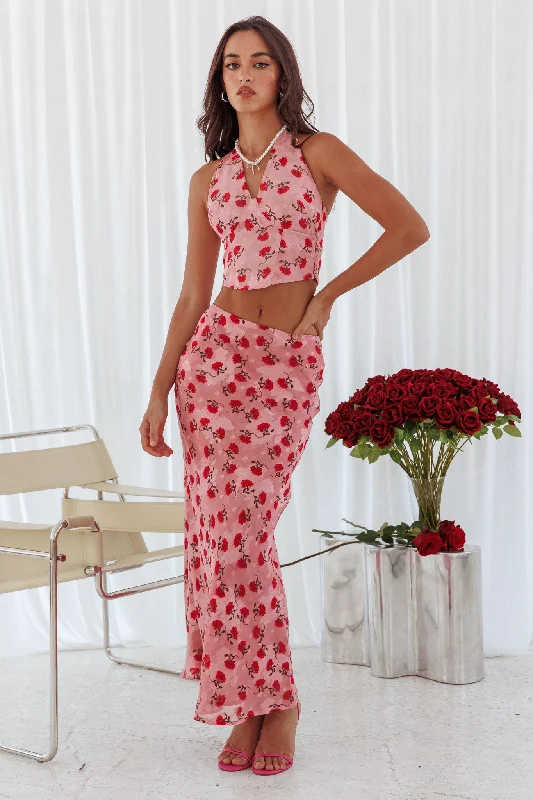 Gigi Floral Maxi Skirt Pink