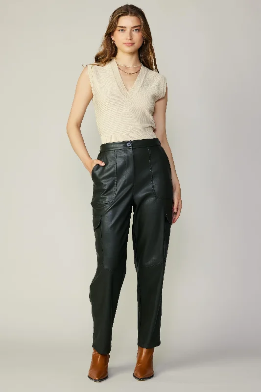 High Rise Leather Trousers