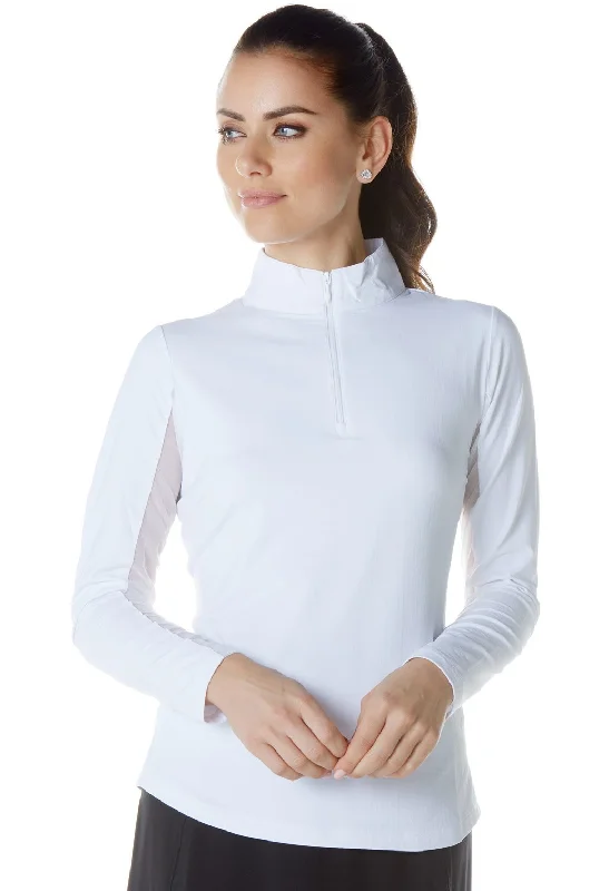 IBKUL Women's Long Sleeved Solid Mock Neck Golf Sun Protection Shirt- 18 Colors!