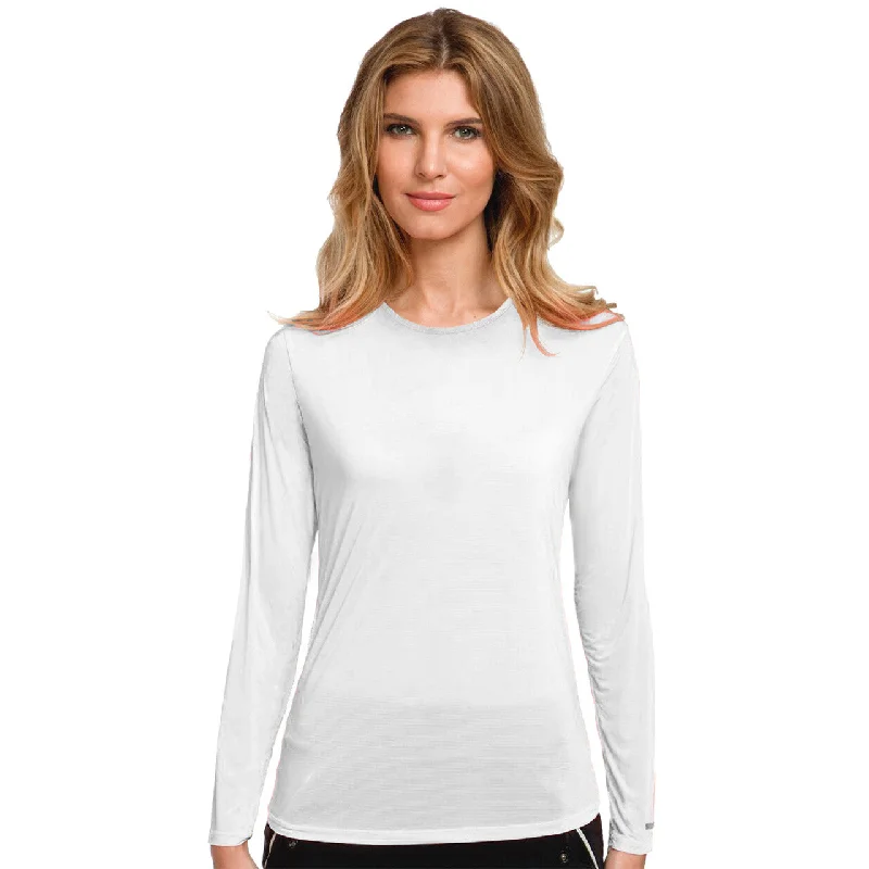 Jamie Sadock Sunsense Basic Women's Sun Protection Long Sleeved Scoop Neck Shirt-White