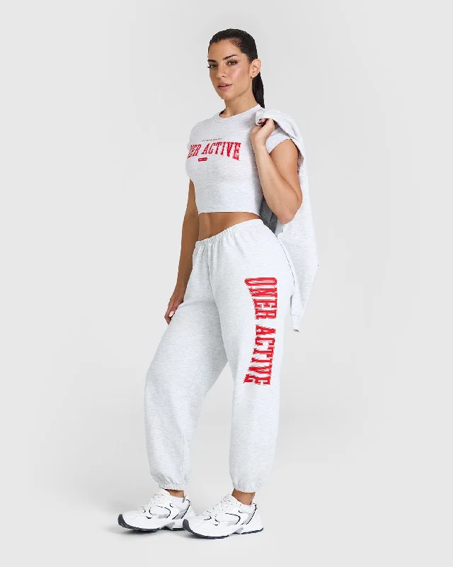 Lightweight Jogger with Red Graphic | Light Grey Marl