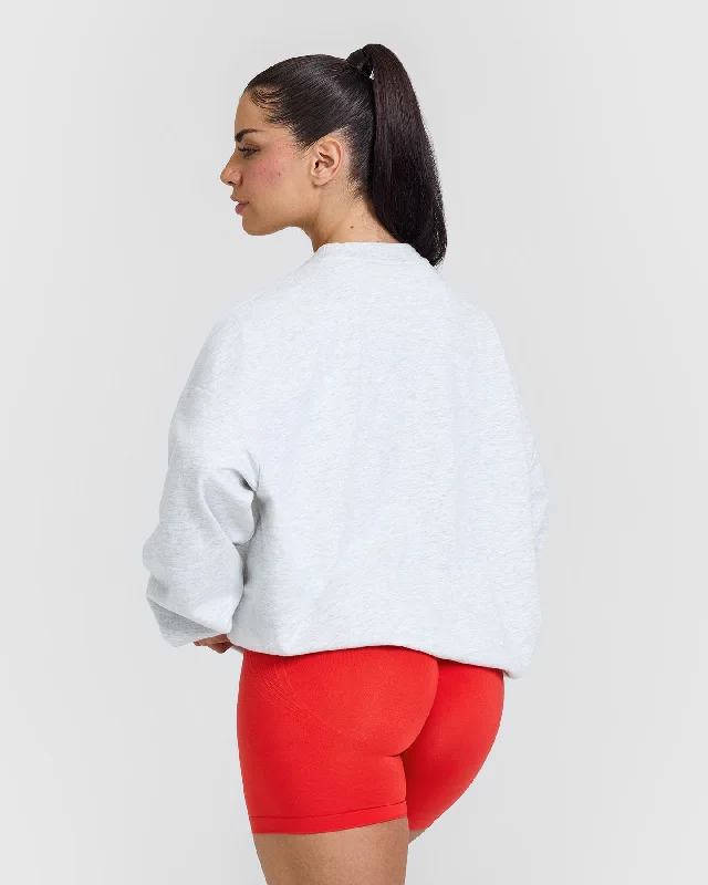 Lightweight Sweatshirt with Red Graphic | Light Grey Marl