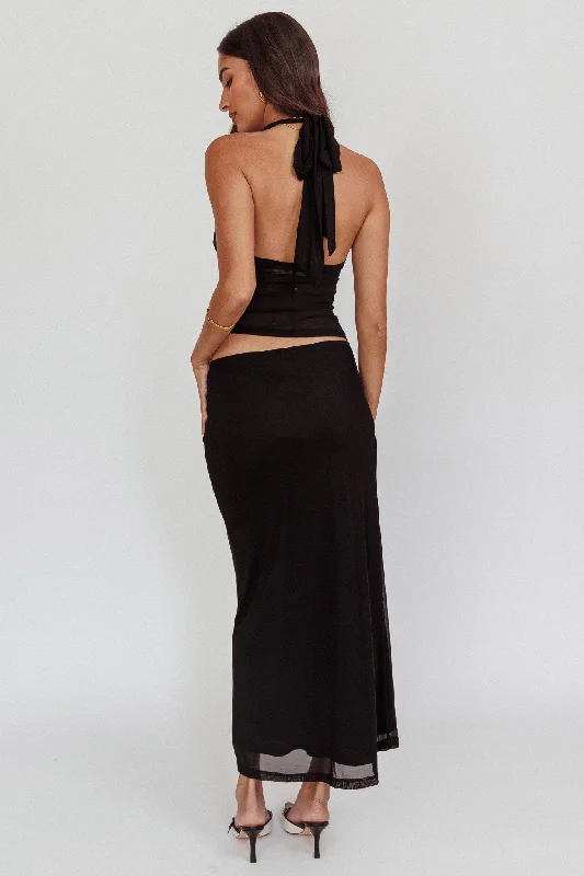 Lorely Mesh Maxi Skirt Black