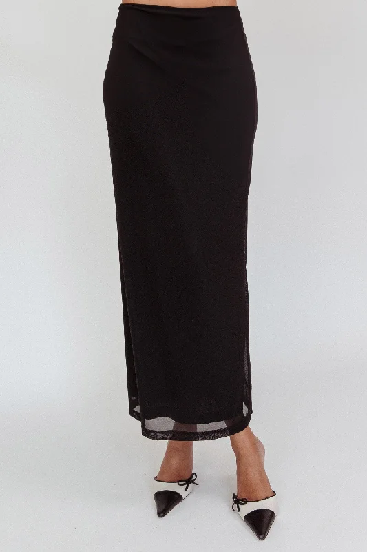 Lorely Mesh Maxi Skirt Black