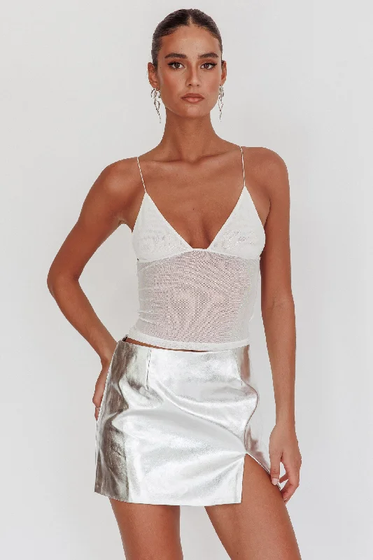 Namrata PU Mini Skirt Silver