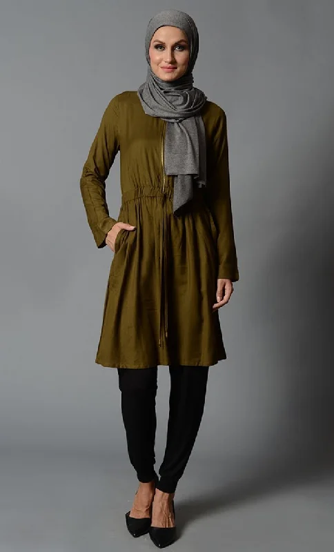 Front Zipper Rayon Tunic