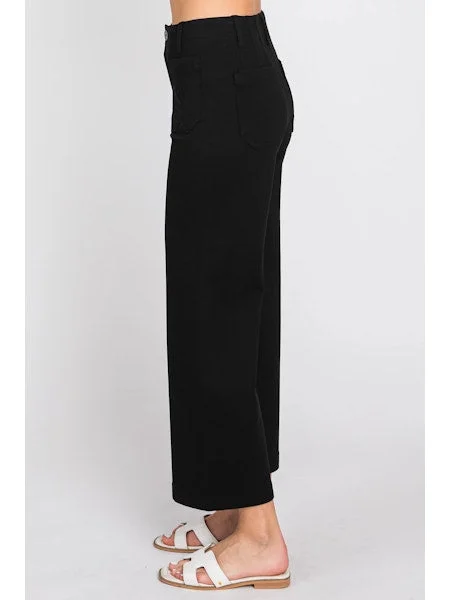 Ponte Cropped Wide Leg Pant Black