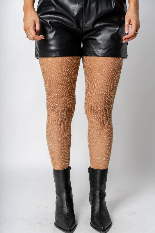 Rhinestone fishnet pantyhose nude