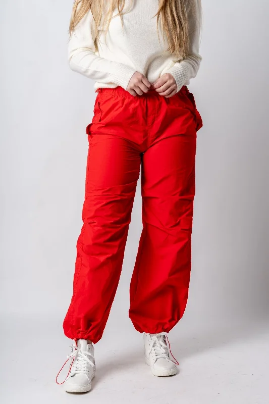 Ruched cargo pants tomato red