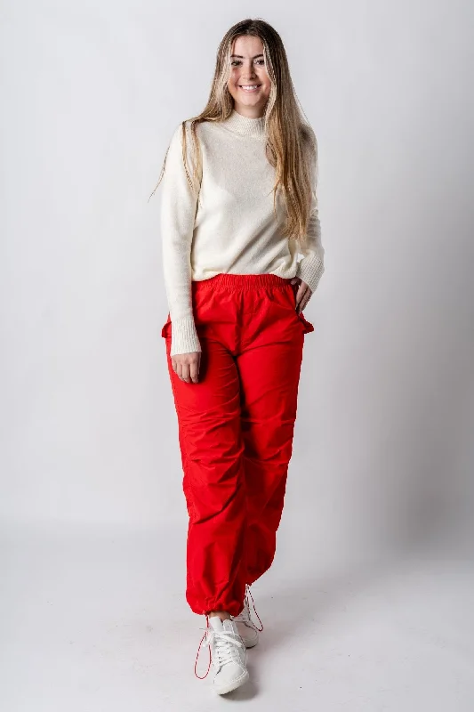 Ruched cargo pants tomato red