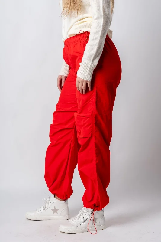 Ruched cargo pants tomato red