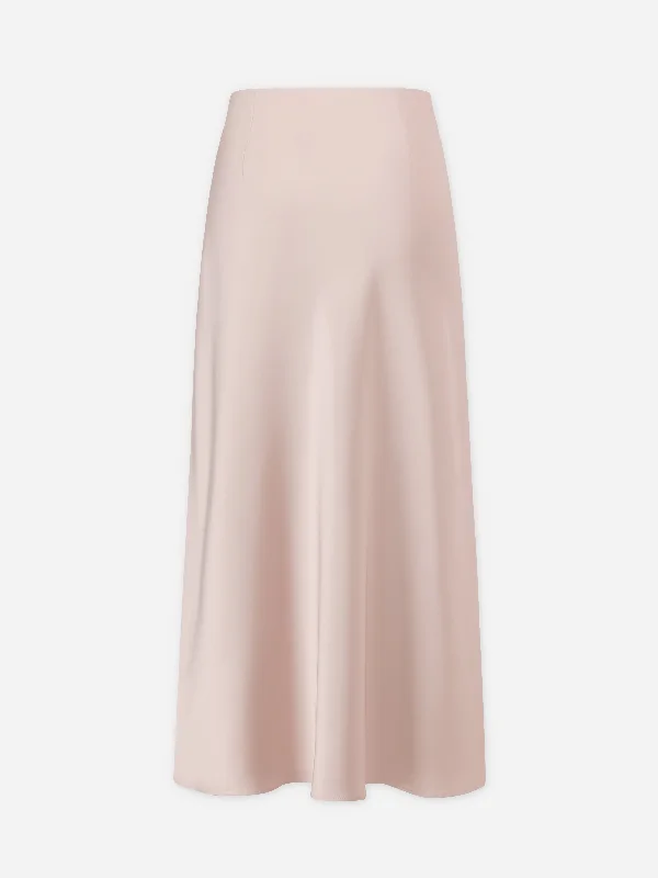 Solid Satin Slip Skirt-Bone