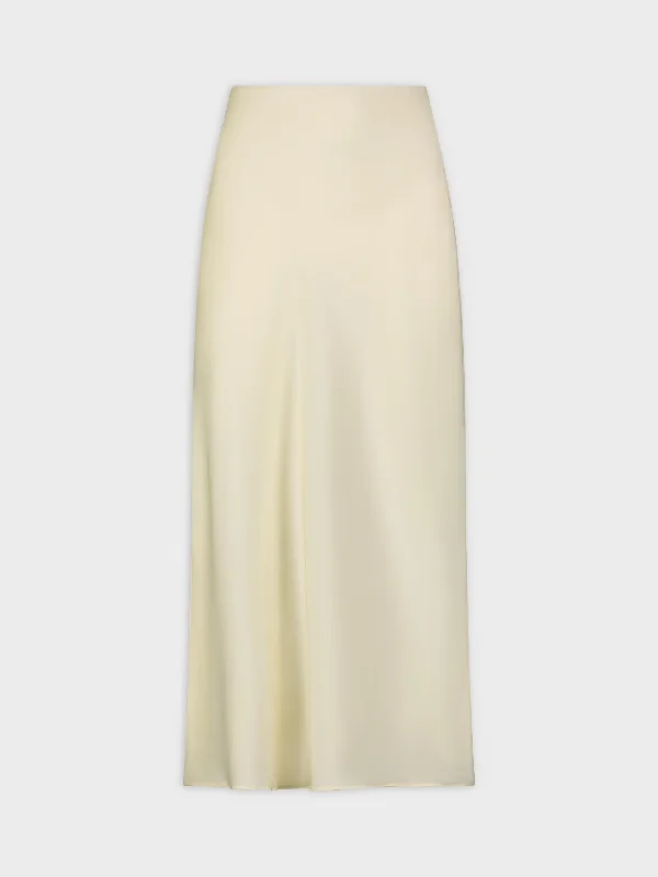 Solid Satin Slip Skirt-Cream