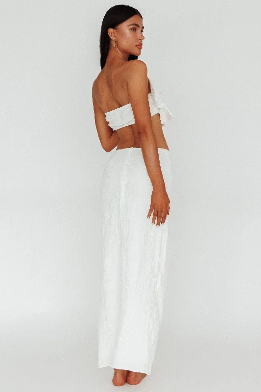 So Fine Twist Waist Crepe Midi Skirt Off White