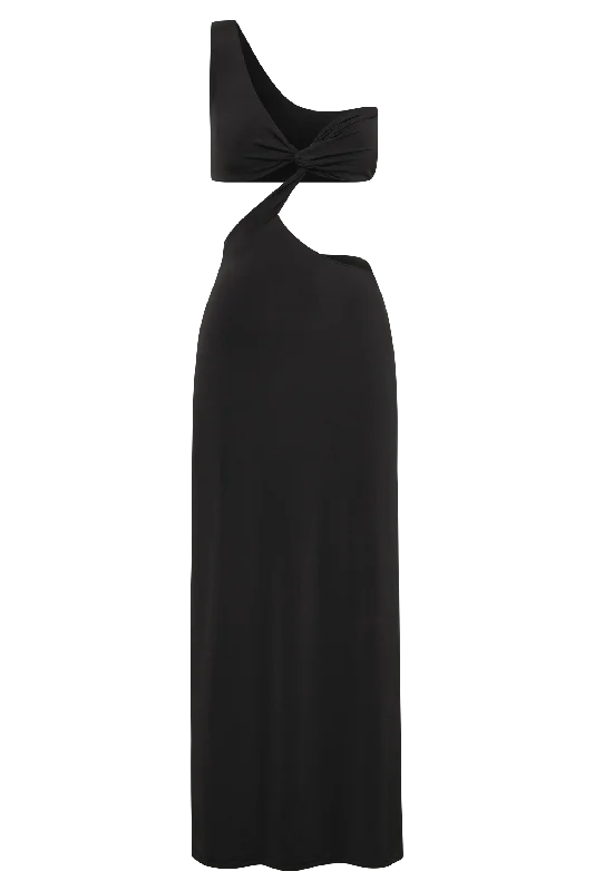 Solana One Shoulder Maxi Dress - Black