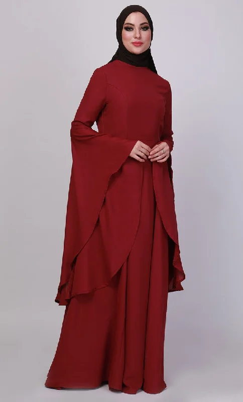 Trumpet sleeves Paprika Red abaya