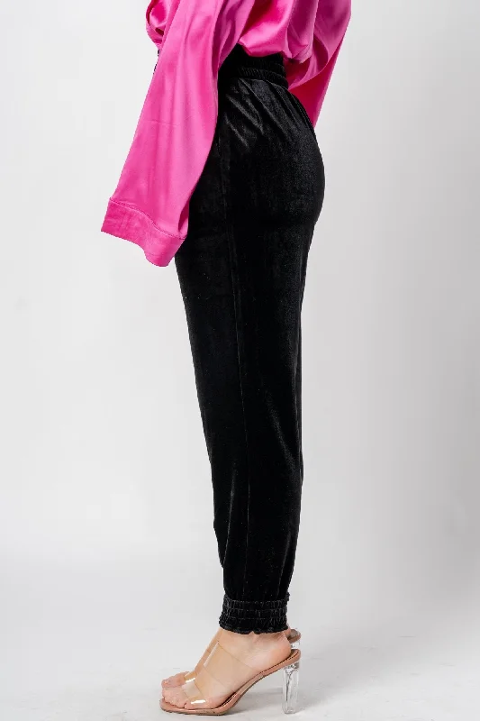 Velvet jogger pants black