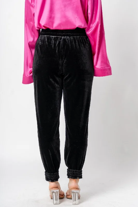 Velvet jogger pants black