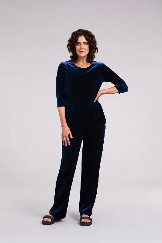 Velvet Straight Leg Pant | Midnight Blue