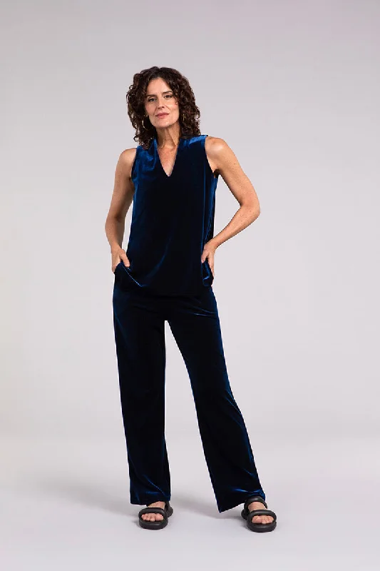 Velvet Straight Leg Pant | Midnight Blue